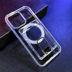 Auf Lager Acryl-Handytuch mit abnehmbarem Kartenhalter für iPhone 16 15 14 13 12 11 8 XR/XS magnetisches Handytuch-Design