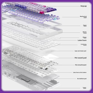 Daryou A98 Ailia tam anahtar oyun mekanik klavye üç modlu kablosuz düşük profil anahtarı alüminyum PC dizüstü uygulama için - Product Image 5