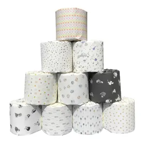 Lot de 100% rouleaux de papier toilette en bambou pur sans arbre décolorés, avec 3 couches d'emballage unique sans plastique, rouleaux de papier