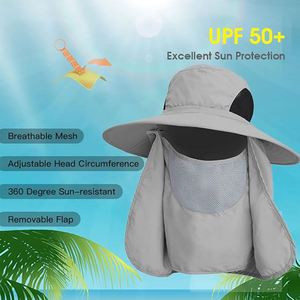 Custom Outdoor Unisex Wide Brim Quick Dry Sports <b>Cap</b> <b>Hiking</b> Fishing UV Protection 100% Polyester Bucket Hat With Face Cover - Product Image 3