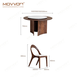 Mesa de comedor de madera maciza contemporánea en diseño moderno de nogal negro con <span class=keywords><strong>Lazy</strong></span> <span class=keywords><strong>Susan</strong></span> y sillas tapizadas para almacenes - Product Image 4