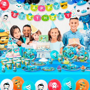 Décorations d'<span class=keywords><strong>anniversaire</strong></span> Octonaut, 114 pièces, ensemble de décorations et de vaisselle d'<span class=keywords><strong>anniversaire</strong></span> Octonaut - Assiettes, serviettes, nappe, ballons, etc. - Product Image 4