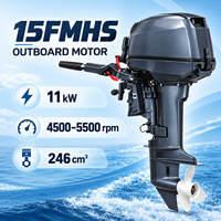 Moteur hors-bord YAMAHA 15FMHS 11kW 4500-5500 tr/min 246 cm³ 2 temps, moteur marin haute fiabilité pour bateaux de pêche et usage de loisirs