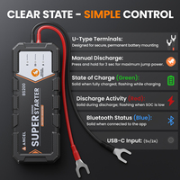 ANCEL BS200 Super Starter 700A Démarreur de Voiture 12V Fixe avec Moniteur de Santé de Batterie Bluetooth