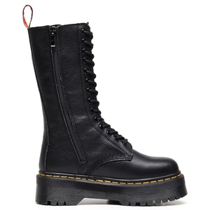 Botas de moto de lana auténtica para mujer, 14 agujeros, estilo inglés, botines de cuero genuino para hombre y mujer, punta redonda - Product Image 4