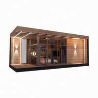 Maison préfabriquée moderne en acier, design populaire, avec panneaux solaires, grande entrée en aluminium et salle de bain intégrée