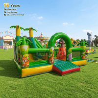 Structure gonflable commerciale certifiée CE en PVC de 0,55 mm, thème animaux de la jungle, avec toboggan, pour location professionnelle