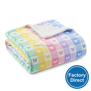 <span class=keywords><strong>Plaid</strong></span> en flanelle 130x150cm à carreaux <span class=keywords><strong>pastel</strong></span> papillon quatre saisons voyage en avion décoration intérieure emballé sous vide sac OPP doux et chaud - Product Image 2