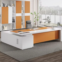 Ensemble de bureau et chaise exécutifs en bois orange, mobilier de bureau minimaliste moderne pour immeuble de bureaux, respectueux de l'environnement