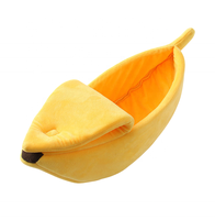 Lit pour animaux de compagnie en forme de banane, lit pour chat en peluche douce avec housse lavable, lit pour chien pour toutes les saisons
