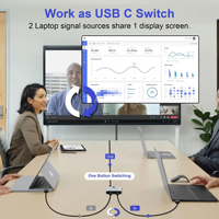 Commutateur USB-C bidirectionnel 8K60Hz 2 entrées 1 sortie 10 Gbps Type C, Hub sélecteur compatible avec la charge PD 100W
