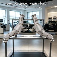 Pour Ferrari F8 Spider Tributo 3.9T 2019 SS304 Downpipe à haut débit avec protection thermique pour performance de course et tuning