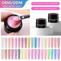 Gel de construction pour ongles pailleté 36 couleurs, sans HEMA, sans chaleur, collection de gels durs certifiés CPSR, vente en gros de gels pour ongles