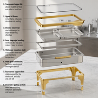 KUNTAI Luxe 9L Or Acier Inoxydable Chauffe-Plat Électrique Royal Moderne pour Traiteur, Maintien au Chaud 24 Heures