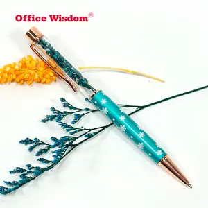 New snowflake design Japan fashion empty floating glitter pen Herbarium ballpoint pen flower pen