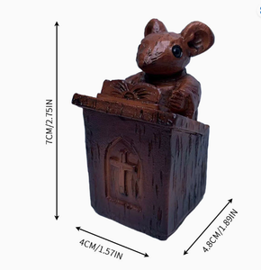 เมาส์เรซิ่นในโบสถ์รูปปั้นรูปปั้นแท่นสะสมสำหรับตกแต่งโต๊ะในบ้านและสำนักงาน - Product Image 3