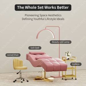 Lit de massage et de beauté moderne de luxe en cuir PU ou velours avec base dorée, idéal pour les salons de beauté et les extensions de cils - Product Image 5