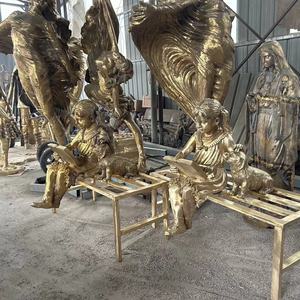 Sculpture en bronze coulée sur mesure grandeur nature, garçon, fille, mère, enseignant et enfants lisant sur un banc, statue d'extérieur - Product Image 5