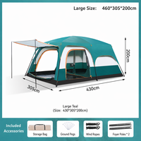 Tente de camping familiale, deux chambres, un salon, 6-8 personnes, grand espace, maille imperméable, tente de glamping