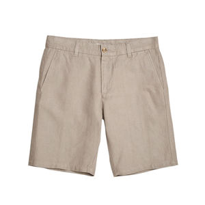 Pantalones cortos casuales de mezcla de lino con cierre de cremallera para hombre, ropa informal para estar en casa, tela suave y elástica, pantalones cortos cómodos para el hogar. - Product Image 1