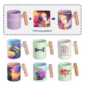 Mug en céramique mate Auplex Fashion Sublimation Blanks 11oz avec poignée en bois - Fond rond - Vente en gros - Logo personnalisé - Product Image 4
