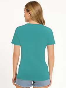 Maglietta sportiva sportiva da donna con <span class=keywords><strong>scollo</strong></span> a <span class=keywords><strong>V</strong></span> per donna all'ingrosso maglietta da corsa con maglia grafica personalizzata - Product Image 2