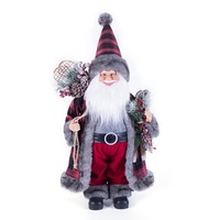 Adornos decorativos de Papá Noel de Navidad en negro y rojo, técnica hecha a mano, bolsa de regalo artesanal, raqueta, adornos navideños para papá