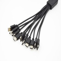 Kabel Splitter USB 28CM ke 10 X C 10-in-1 Pengisian Cepat 5A untuk 10 Perangkat & Komputer