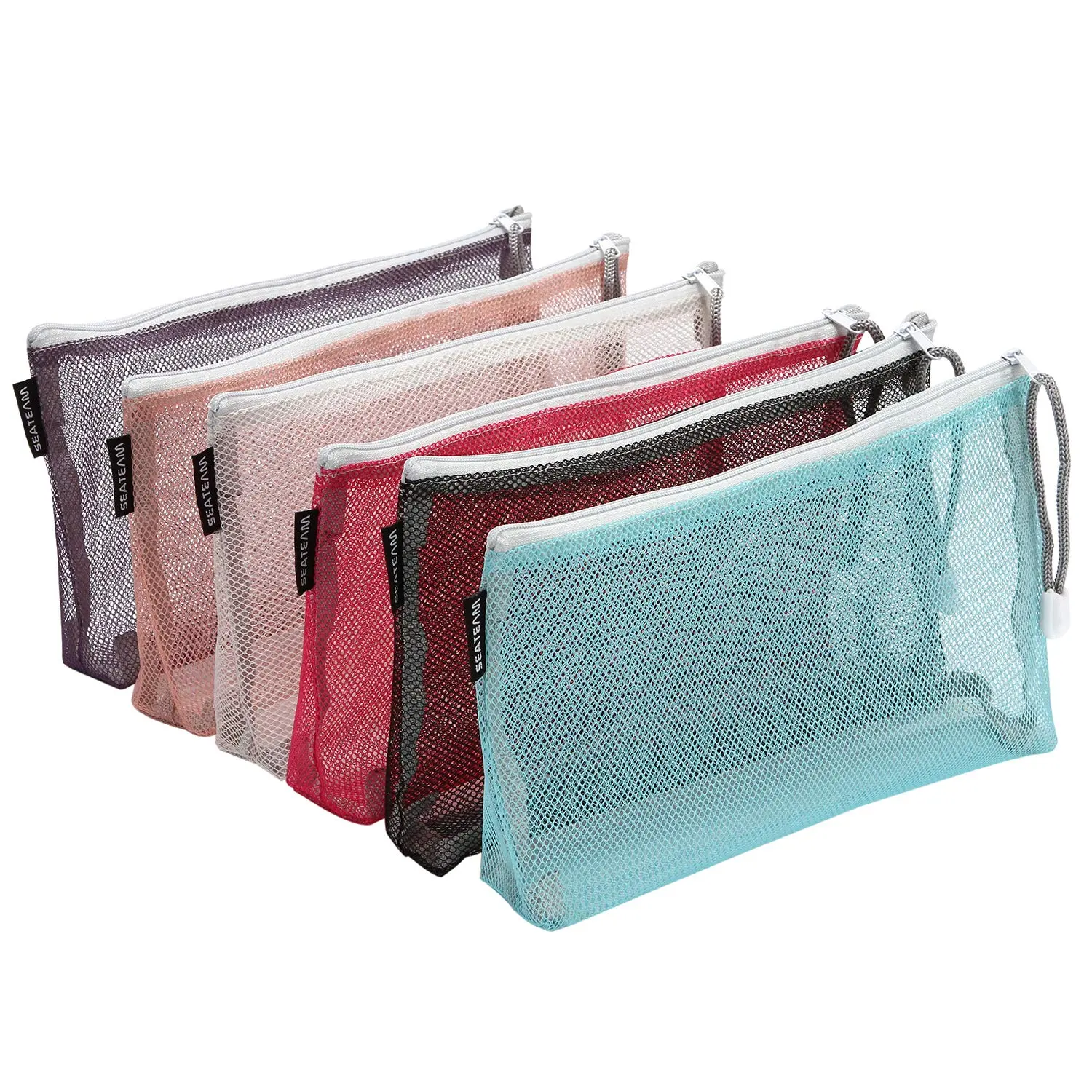 DICHOS Gelory Portable Travel Toiletry Pouch Durable Nylon Mesh Cosmetic Makeup Organizer Bag with Zipper Fashion Style