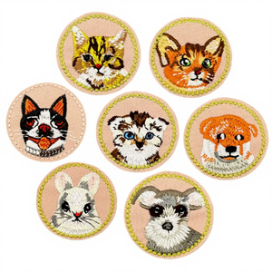 Patchs décoratifs en tissu brodés à la main, mignons, en forme d'étoile et de rond, avec des chiens et des chats de dessin animé, en PVC, à repasser - Product Image 4