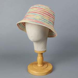 2025 New Summer New <b>Rainbow</b> Knitted Breathable Girl Seaside Holiday Beach Sunhat Outdoor Travel Sunshade <b>Bucket</b> <b>Hat</b> - Product Image 2