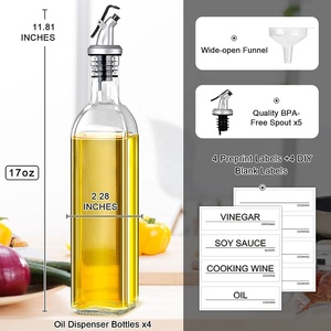 Conjunto de dispensador de azeite e vinagre, recipiente para óleo com funil e etiqueta, garrafa dispensadora de óleo de vidro para cozinha de 16 onças - Product Image 4