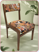 Chaise de salle à manger en bois massif de caoutchouc au design moderne avec dossier rembourré en tissu - Meuble idéal pour appartement et usage domestique