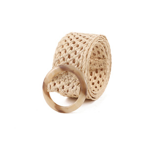 Ceinture tressée avec boucle en D, kaki et blanc cassé, en polyester, faite à la main pour femmes et hommes, loisirs été 2026 - Product Image 2