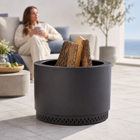 Brasero cylindrique en fer haut avec motif de ventilation en losange et support à bûches, brasero extérieur en fer pour brûler du bois