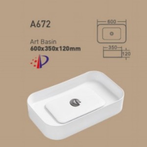Lavabo de Cerámica Blanco Estilo Nórdico A663 405x405x150mm con un Solo Orificio, Lavabo Creativo - Product Image 4