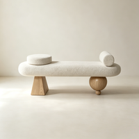 Banc rembourré avec pieds en bois, banc d'entrée, banc de bout de lit, banc décoratif moderne, tabouret de couloir en tissu, créatif