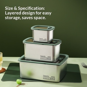 Contenedor de Almacenamiento de Alimentos de Acero Inoxidable 304 con Tapa Ventilada, Caja Metálica Hermética para Preparación de Comidas - Product Image 4