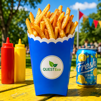 Boîte à frites en carton blanc de qualité alimentaire, imprimée sur mesure, paniers à frites en carton de 14pt-20pt en gros pour les chaînes de restauration rapide