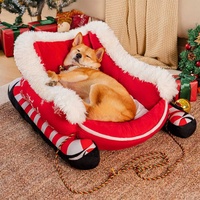Lit pour animaux de compagnie ZOZOOY, édition limitée de Noël, amovible, lavable, en peluche chaude pour l'hiver, pour chiens et chats, avec motif flocon de neige