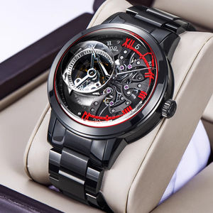 Relojes Automáticos de Lujo para Hombre con Esqueleto, Logotipo Personalizado OEM, Caja de Zafiro, Correa de Acero Inoxidable Negra, Fabricantes de Relojes - Product Image 1