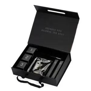 커스터마이징 럭셔리 마그네틱 화장품 상자 인쇄 골판지 접는 상자 남성용 검은 종이 포장 선물 상자