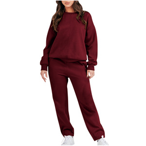 Hot Sell <strong>Plus</strong> <strong>Size</strong> Blank Sports Crewneck <strong>Pullover</strong> Custom Logo Autumn Winter Gym Sexy Tracksuits 2 Piece Elegant Women'S Sets - Product Image 2