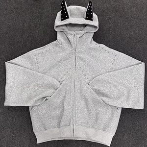 <span class=keywords><strong>Felpa</strong></span> <span class=keywords><strong>con</strong></span> <span class=keywords><strong>Cappuccio</strong></span> e Zip Integrale da Uomo, Materiale Premium, per Sport all'Aperto, Casual, Comoda e Leggera, Tinta Unita <span class=keywords><strong>con</strong></span> <span class=keywords><strong>Corna</strong></span> del Diavolo - Product Image 3