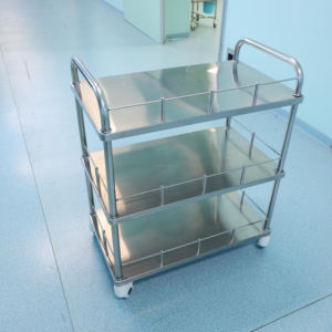 Chariot médical moderne en acier inoxydable, rangement mobile, roulettes à quatre roues, verrouillage pour utilisation hospitalière, chariot médical mobile - Product Image 6