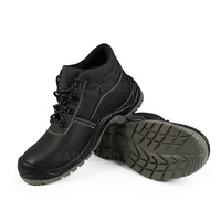 Bottes de sécurité Cowboy en cuir véritable pour hommes avec embout en acier et semelle solide en PU pour la protection des pieds