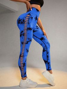 Liền mạch <span class=keywords><strong>omre</strong></span> yoga quần cao eo hip nâng tập thể dục quần với Cut Out Side liền mạch tập thể dục Workout TIE DYE xà cạp - Product Image 5