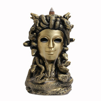 Artisanat en résine, écologique, durable, longue durée, décoration d'intérieur, masque de tête de serpent de la mythologie grecque Méduse, brûleur d'encens pour le printemps