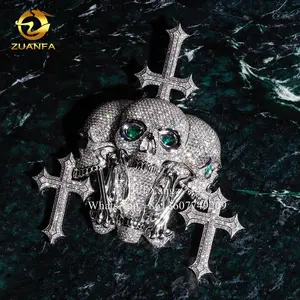 Afterlife Inspiration 3D Design Exquisito Custom Cross Skull Colgantes Iced Out Diamonds Collar Colgante personalizado Idea de regalo