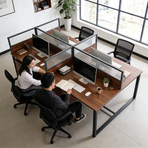 Cabines de bureau modulaires efficaces, cloisons de confidentialité commerciales, bureaux informatiques pour 6/4 employés avec écrans, meubles de séparation - Product Image 4
